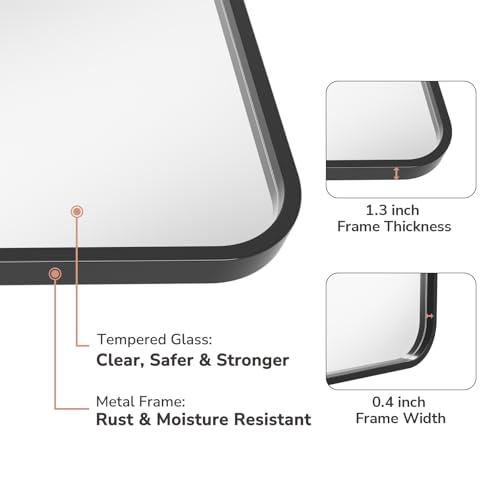 USHOWER 2-Pack Black Bathroom Mirrors view 4