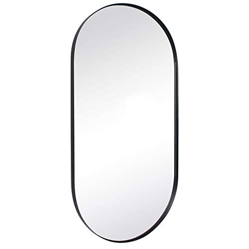 TEHOME Black Oval Bathroom Mirror