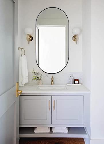 TEHOME Black Oval Bathroom Mirror view 3
