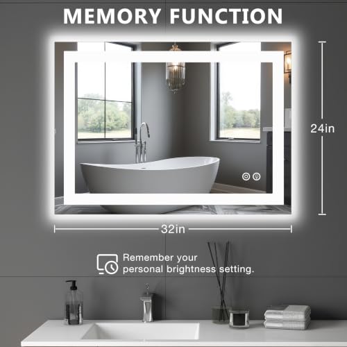 DUMOS 24.1"x32.1" LED Bathroom Mirror view 2