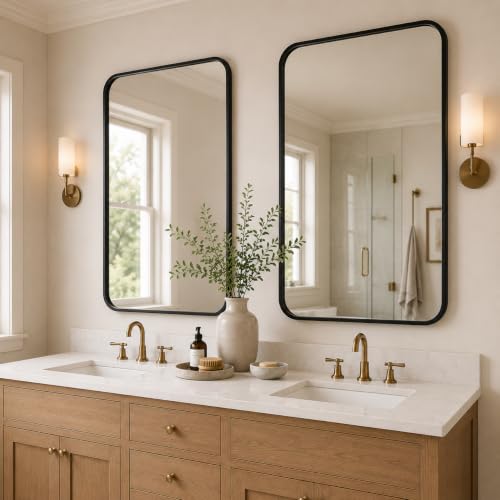 USHOWER 2-Pack Black Bathroom Mirrors