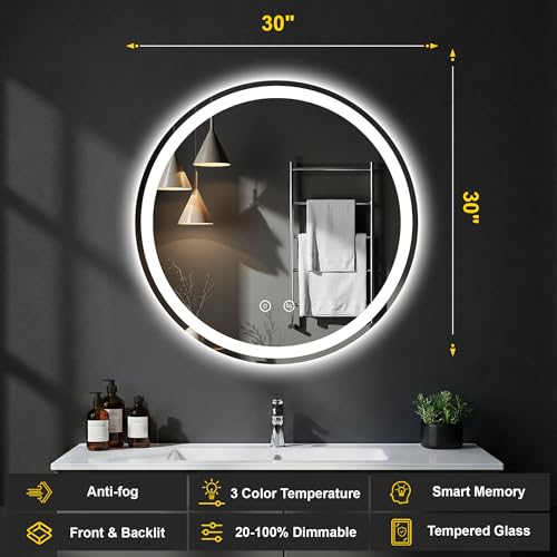 Round LED Bathroom Mirror with view 2