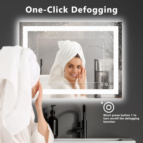 DUMOS 36.1"x48.1" LED Bathroom Mirror view 3