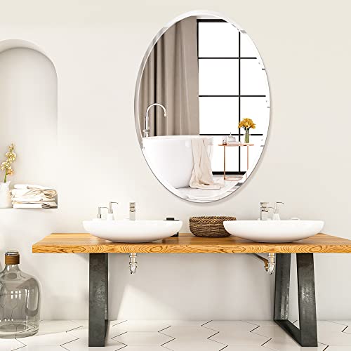 20"x28" Oval Frameless Mirror Beveled view 3