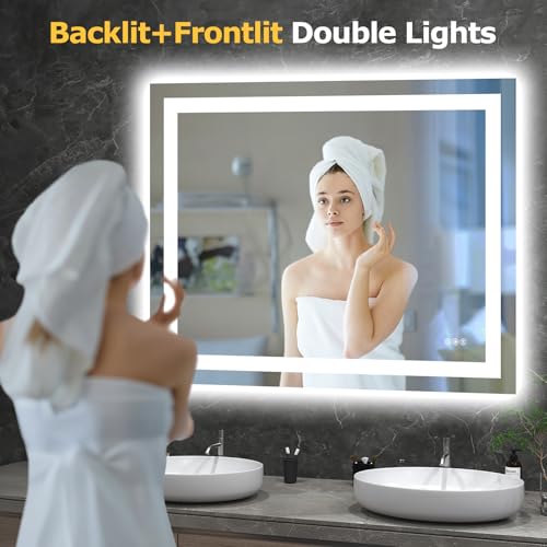 Hivone 40X32 LED Bathroom Mirror view 2