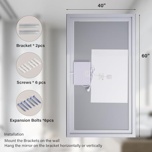 XRAMFY 40"x 60"LED Bathroom Mirror view 3
