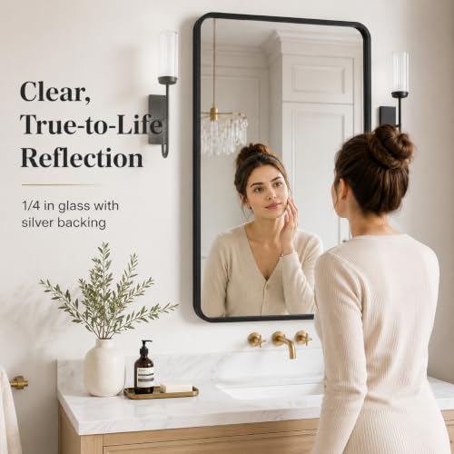 USHOWER 2-Pack Black Bathroom Mirrors view 3