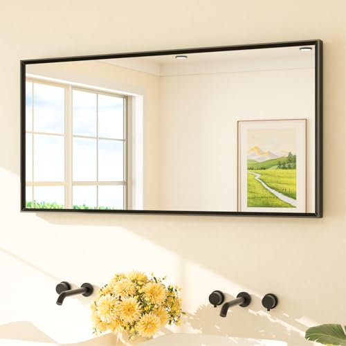 TETOTE Black Bathroom Mirror Beveled