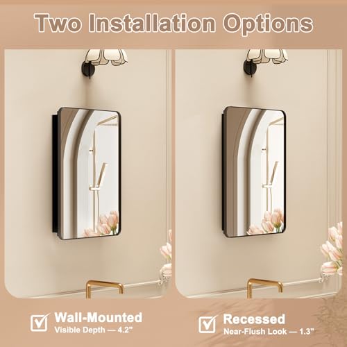 Venlus Medicine Cabinet with Mirror view 4