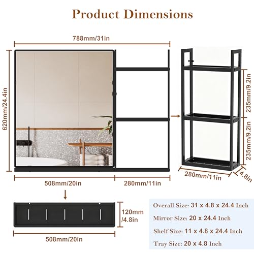 LETSFIELD Bathroom Mirror with Shelf view 2