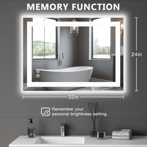 DUMOS 24.1"x32.1" LED Bathroom Mirror view 2