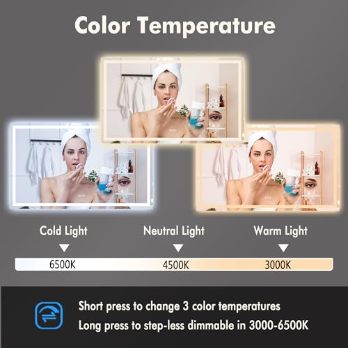 GarveeHome 60x36 LED Bathroom Mirror view 4