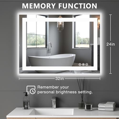 DUMOS 24.1"x32.1" LED Bathroom Mirror view 2