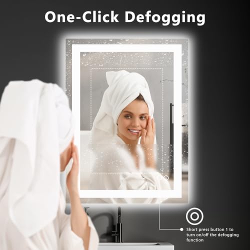 DUMOS 24.1"x32.1" LED Bathroom Mirror view 3