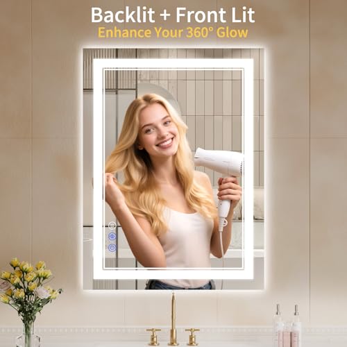 WISSMIELS 30"x32" LED Bathroom Mirror view 2