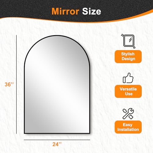 Delma Arched Bathroom Mirror 24"x36" view 5