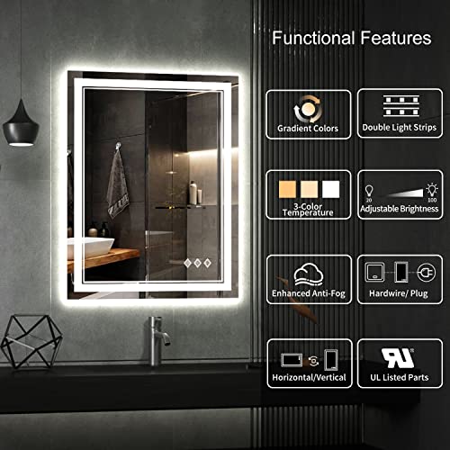 VanPokins LED Bathroom Mirror 24x32 view 2