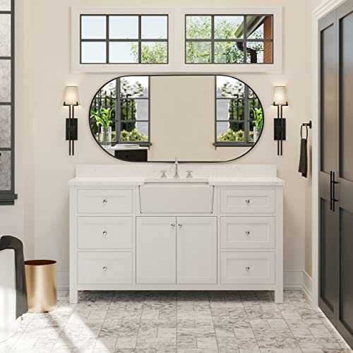 TEHOME Black Oval Bathroom Mirror view 2