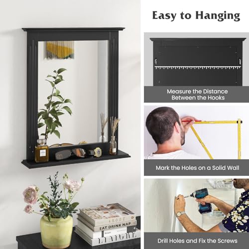 Tangkula Bathroom Mirror with Shelf view 3