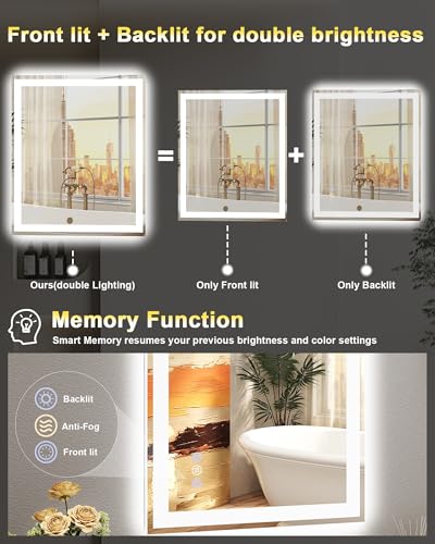 Callsky 24x32 LED Bathroom Mirror view 3