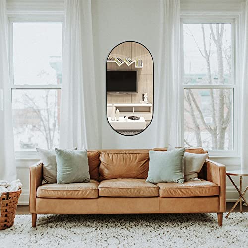 TEHOME Black Oval Bathroom Mirror view 5