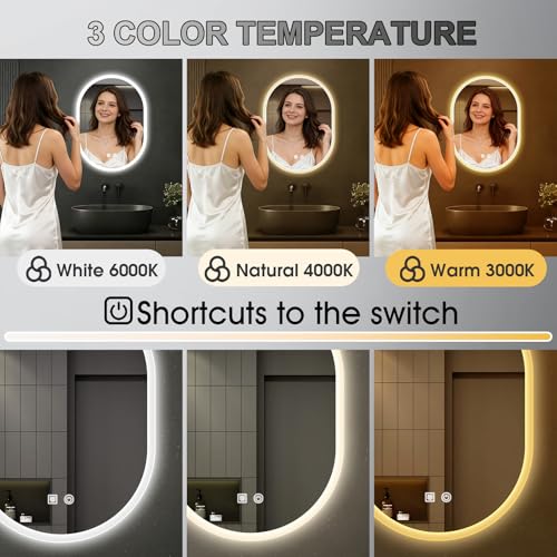 JingImage 16x24 LED Bathroom Mirror view 2