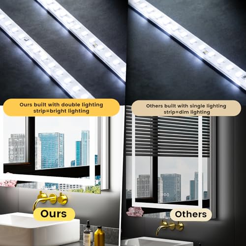 LOAAO 40X32 LED Bathroom Mirror view 2