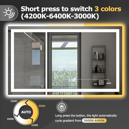 Hivone 55"X30" LED Bathroom Mirror view 4