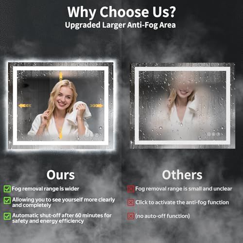 36"x30" LED Bathroom Mirror with view 4
