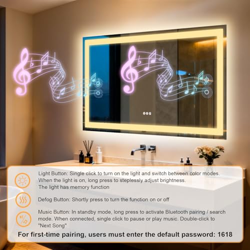 Olyvren 40"x28" LED Bathroom Mirror view 3