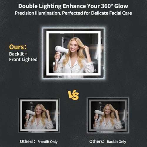 36"x30" LED Bathroom Mirror with view 3