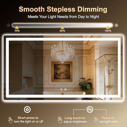 LAWADA LED Bathroom Mirror 55"x30" view 4
