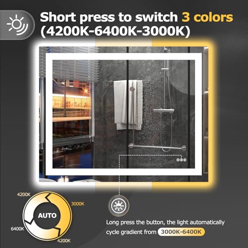 Hivone 40X32 LED Bathroom Mirror view 4