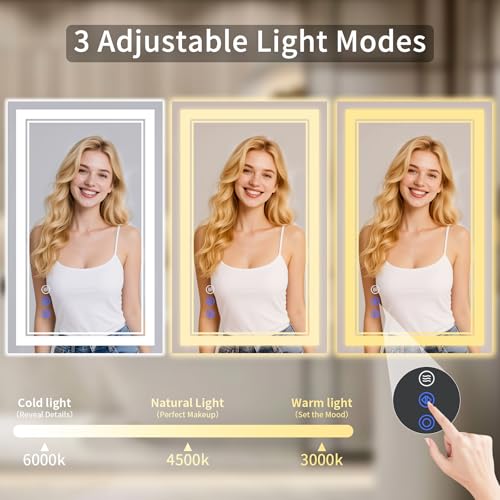 WISSMIELS 30"x32" LED Bathroom Mirror view 3