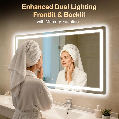 LAWADA LED Bathroom Mirror 55"x30" view 3